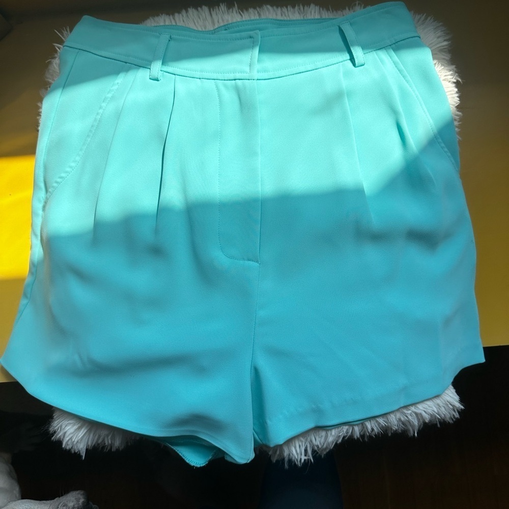 Amanda Uprichard High Waist Turquoise Shorts “as is” - Picture 2 of 8
